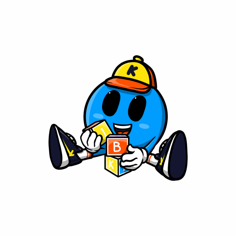 Kikoby plays with blocks