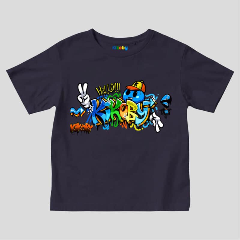 Navy blue Kids t-shirt Kikoby Graffiti