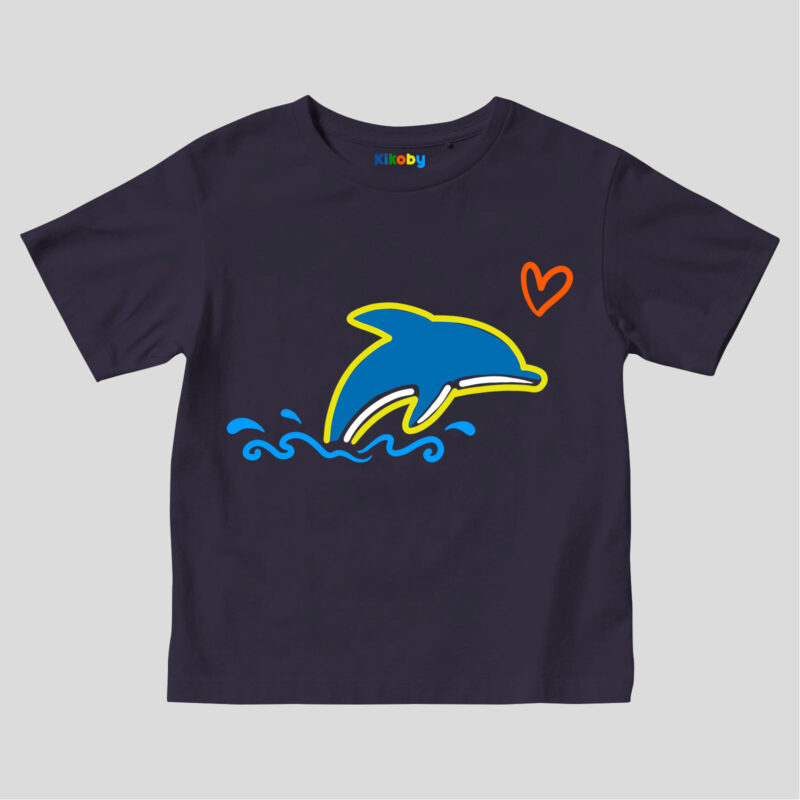 Navy blue Kids t-shirt Kikodolphin