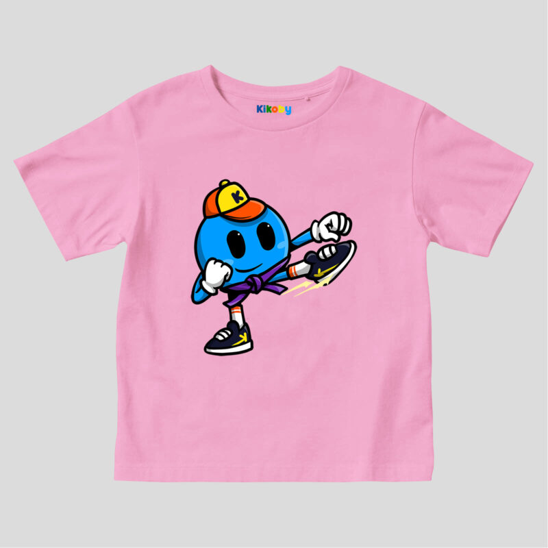 Pink Kids t-shirt Kikoby practices martial arts
